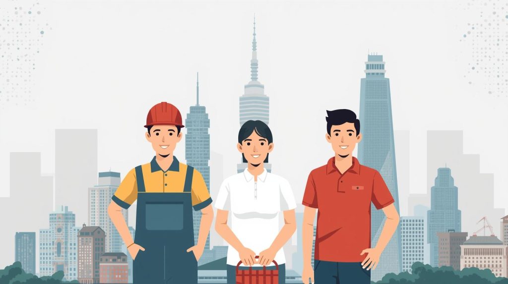 Pekerja Indonesia dengan visa kerja resmi di Taiwan berdiri di depan Taipei 101